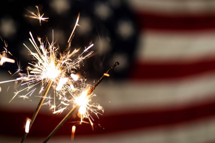 Sparklers and American flag