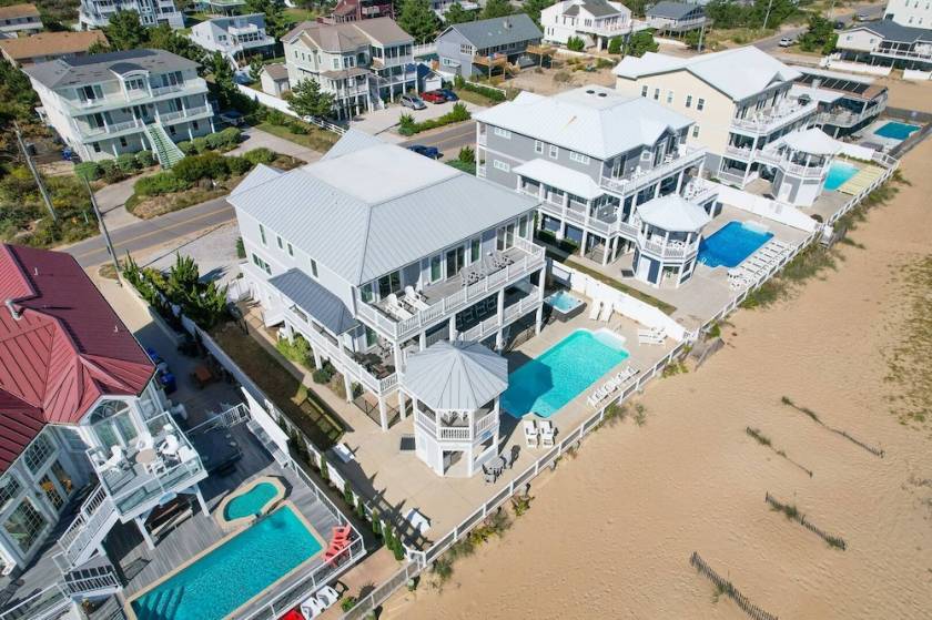 An aerial shot of the rental property A Seashore Wish.